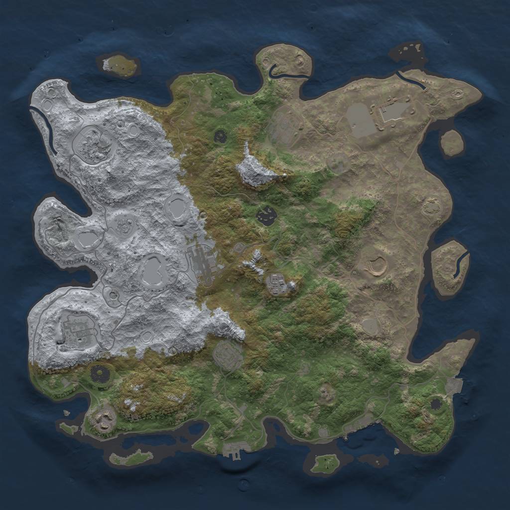 Rust Map: Procedural Map, Size: 3950, Seed: 21621422, 18 Monuments