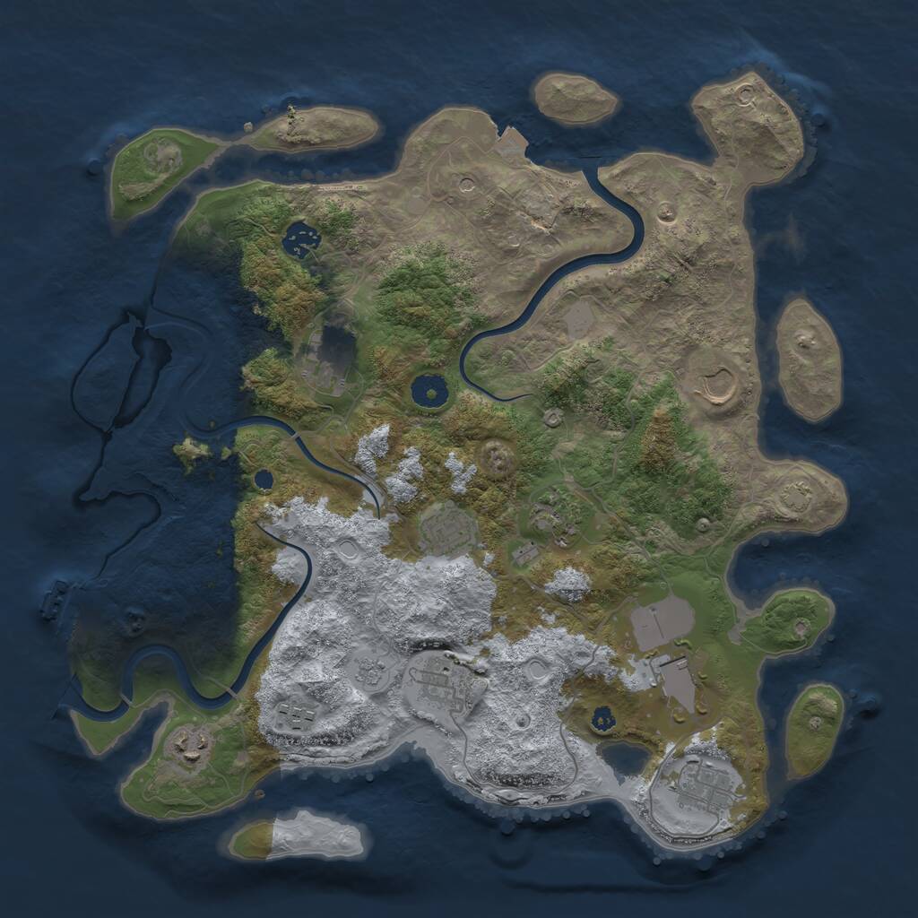 Rust Map: Procedural Map, Size: 3850, Seed: 53275361, 15 Monuments