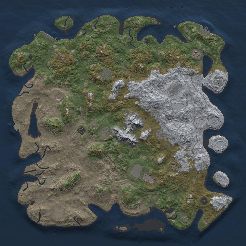 Rust Map: Procedural Map, Size: 5000, Seed: 117, 19 Monuments