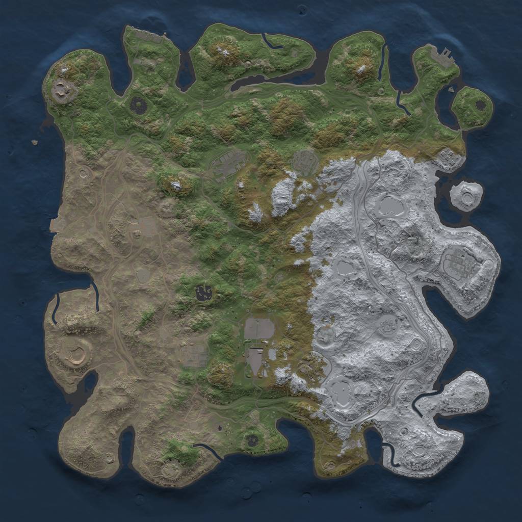 Rust Map: Procedural Map, Size: 4500, Seed: 1508038290, 19 Monuments