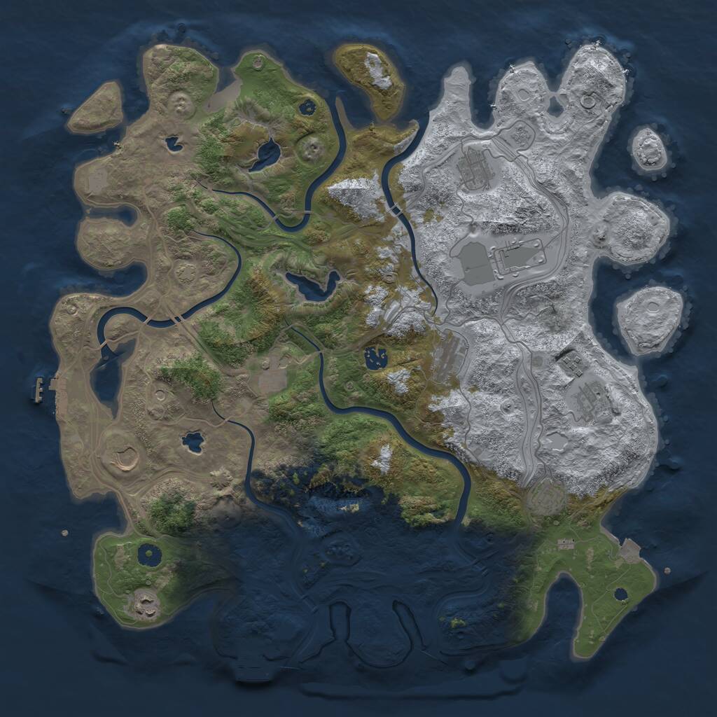 Rust Map: Procedural Map, Size: 4500, Seed: 236662108, 16 Monuments