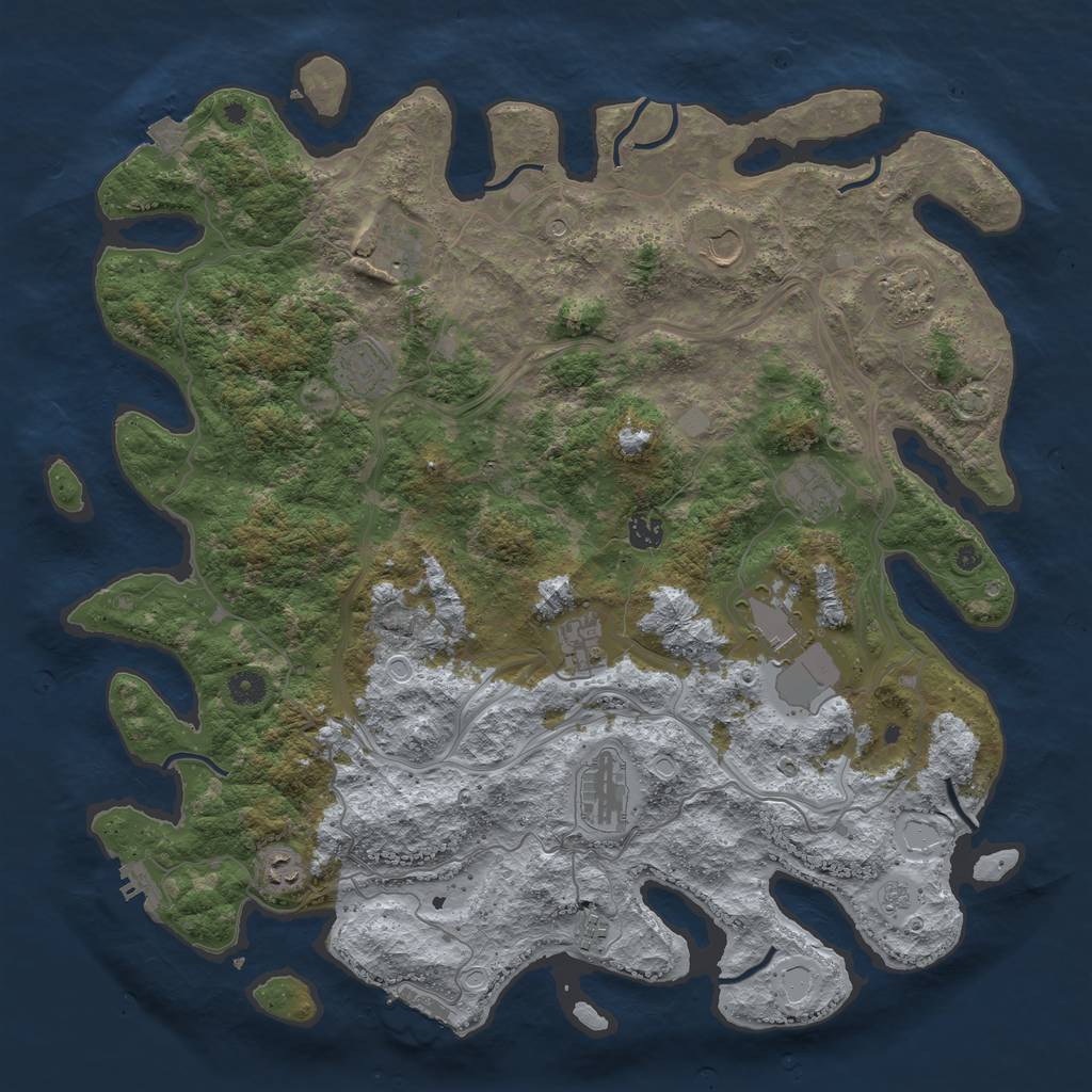 Rust Map: Procedural Map, Size: 4500, Seed: 864779562, 19 Monuments