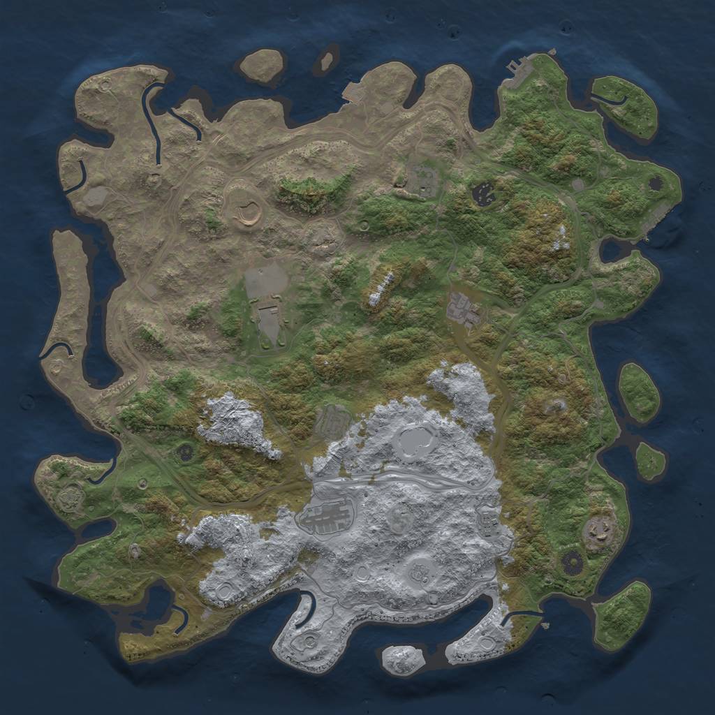 Rust Map: Procedural Map, Size: 4500, Seed: 1912564467, 17 Monuments