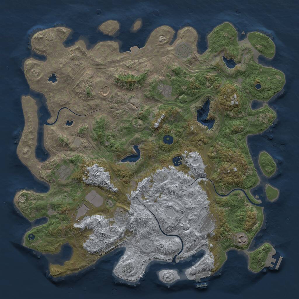 Rust Map: Procedural Map, Size: 4500, Seed: 1912564467, 16 Monuments