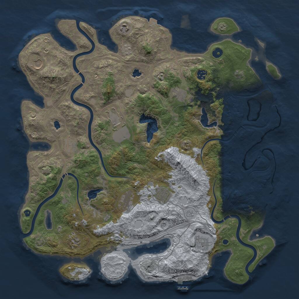 Rust Map: Procedural Map, Size: 4500, Seed: 288189942, 17 Monuments