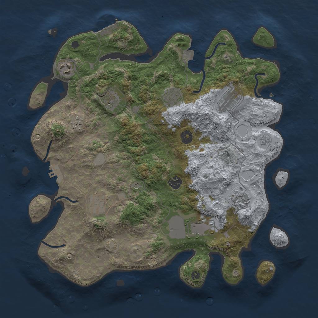 Rust Map: Procedural Map, Size: 3650, Seed: 81162275, 17 Monuments