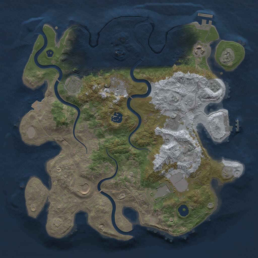 Rust Map: Procedural Map, Size: 3500, Seed: 1342003712, 14 Monuments