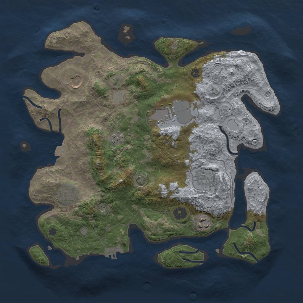 Rust Map: Procedural Map, Size: 3500, Seed: 70213086, 13 Monuments