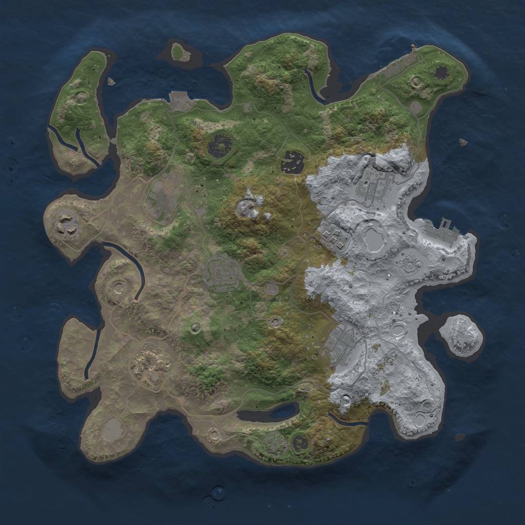 Rust Map: Procedural Map, Size: 3300, Seed: 1453362596, 16 Monuments