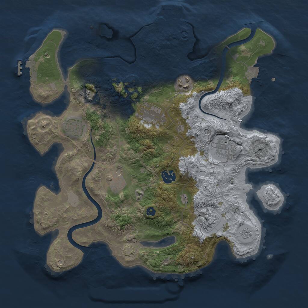 Rust Map: Procedural Map, Size: 3300, Seed: 1453362596, 14 Monuments