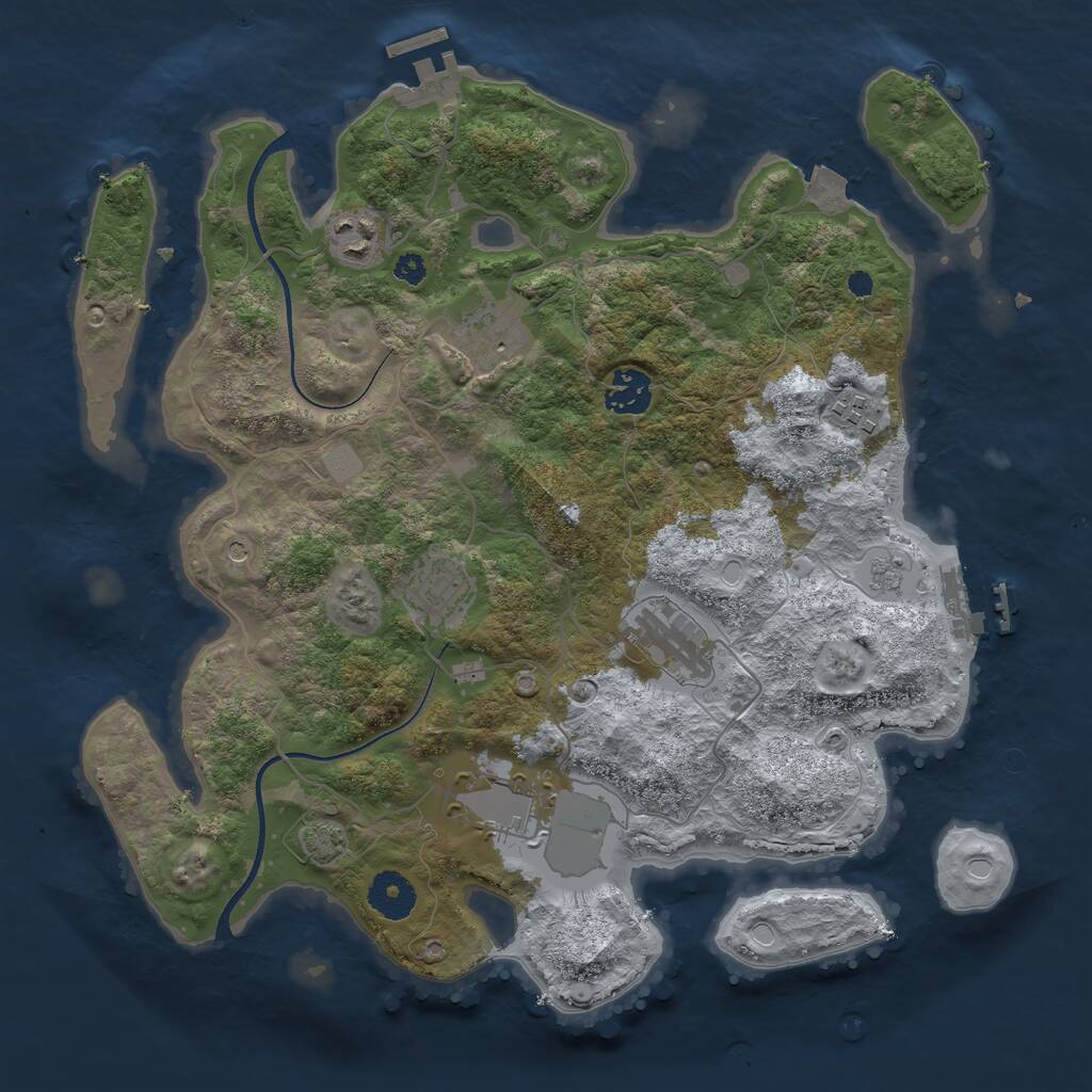 Rust Map: Procedural Map, Size: 3500, Seed: 1127002295, 13 Monuments