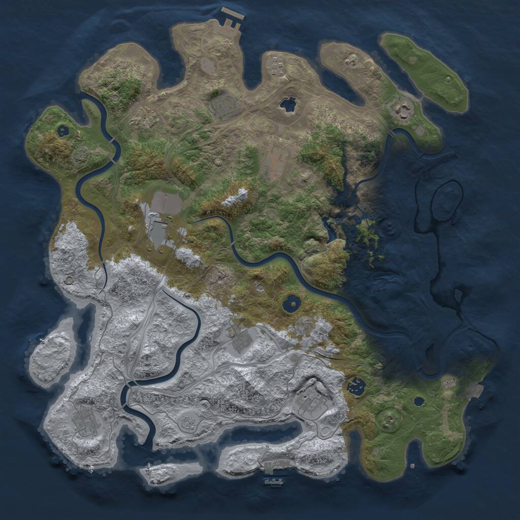 Rust Map: Procedural Map, Size: 4400, Seed: 82608235, 16 Monuments