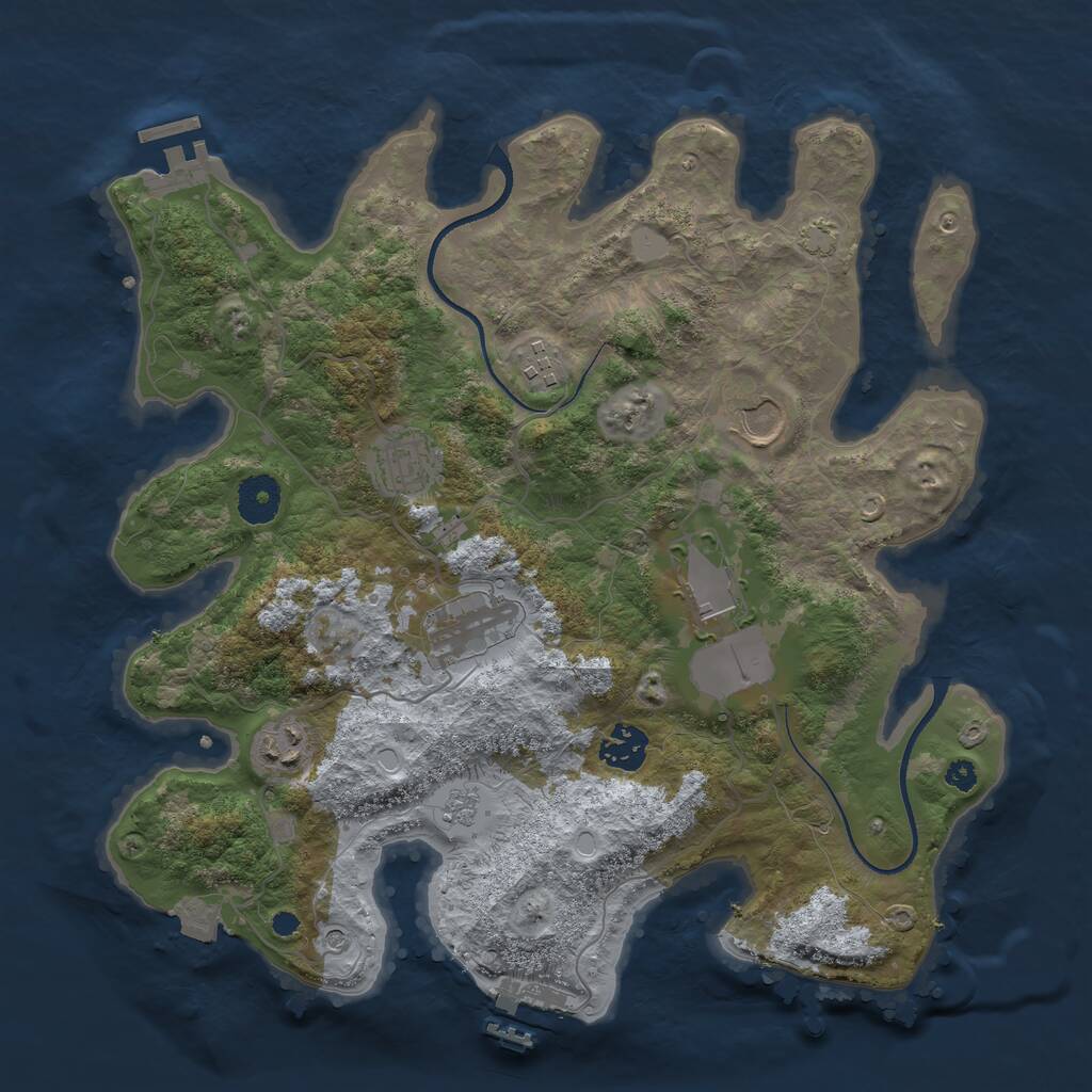Rust Map: Procedural Map, Size: 3500, Seed: 1412428942, 13 Monuments