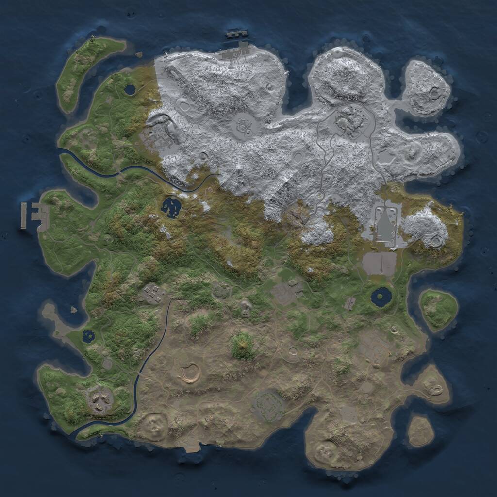 Rust Map: Procedural Map, Size: 3800, Seed: 163263, 16 Monuments