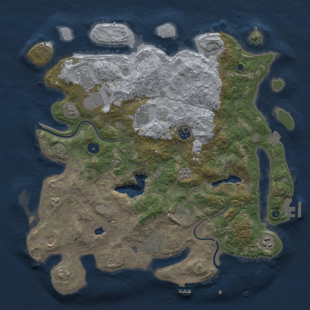 Rust Map: Procedural Map, Size: 4000, Seed: 1455877226, 14 Monuments