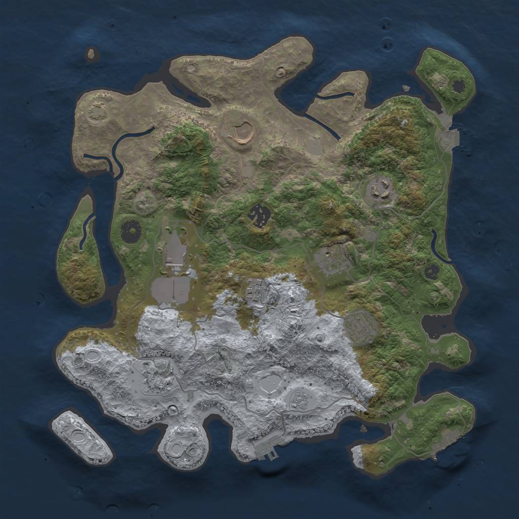 Rust Map: Procedural Map, Size: 3500, Seed: 714512844, 15 Monuments