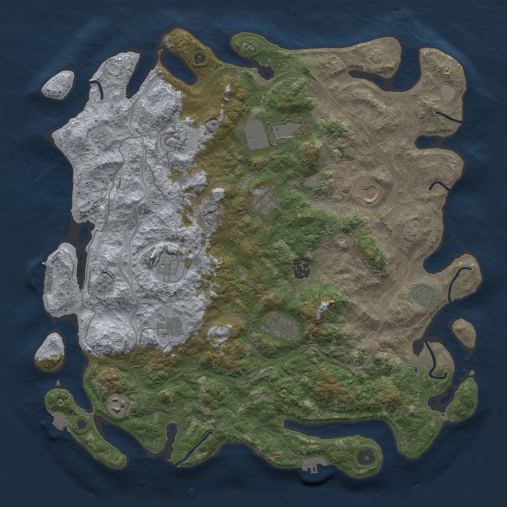Rust Map: Procedural Map, Size: 4500, Seed: 193550988, 19 Monuments