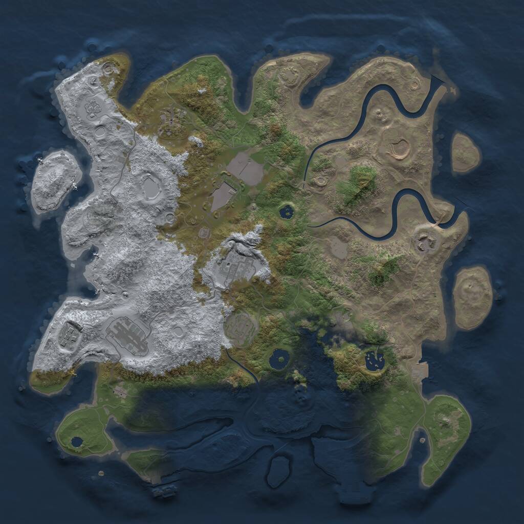 Rust Map: Procedural Map, Size: 3850, Seed: 70339460, 16 Monuments