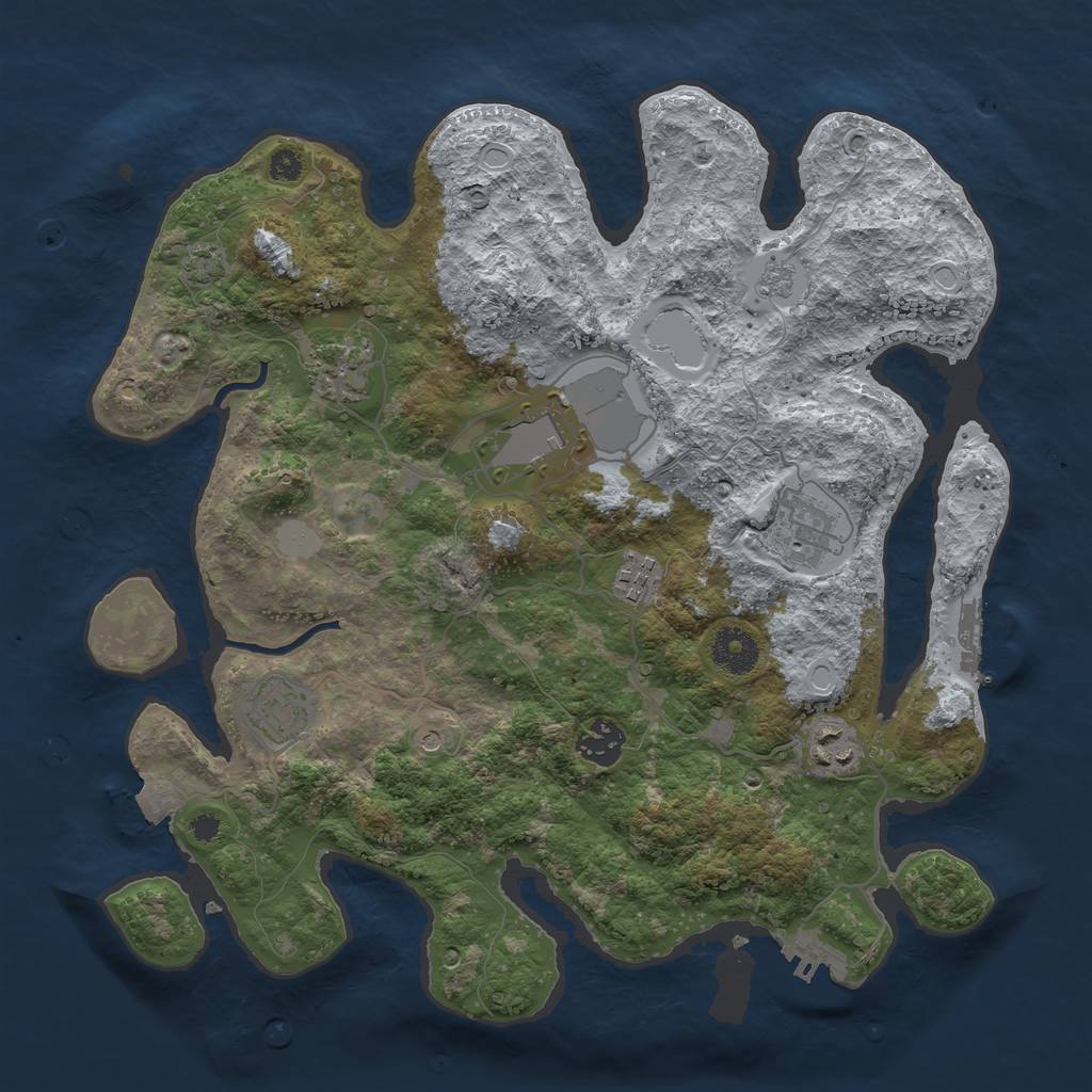 Rust Map: Procedural Map, Size: 3500, Seed: 70434625, 15 Monuments