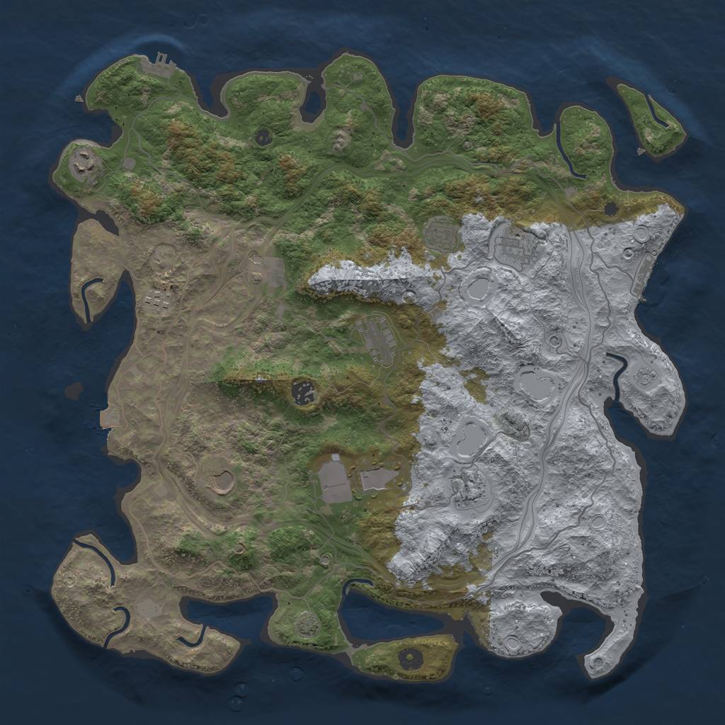 Rust Map: Procedural Map, Size: 4500, Seed: 409423414, 18 Monuments
