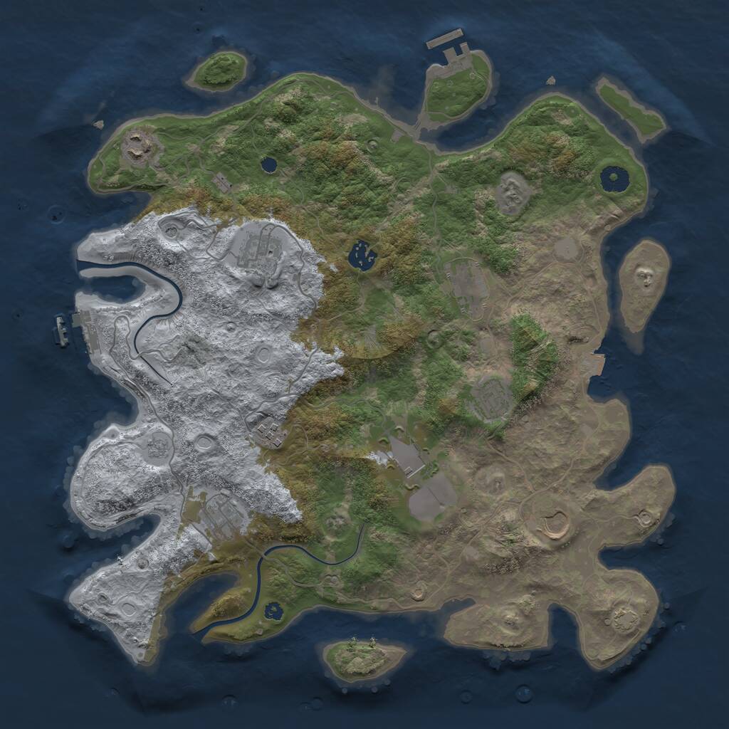 Rust Map: Procedural Map, Size: 3900, Seed: 16043025, 15 Monuments