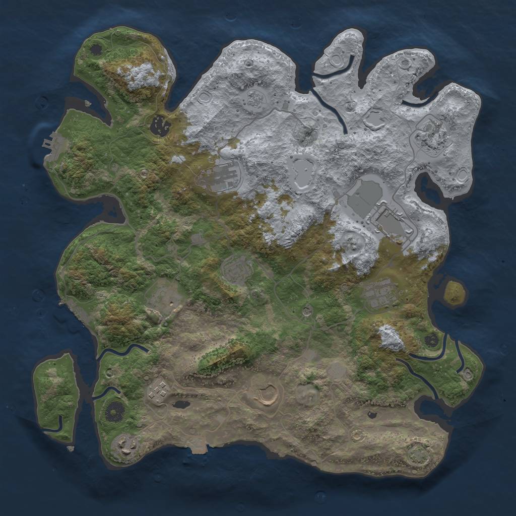 Rust Map: Procedural Map, Size: 3800, Seed: 92964159, 18 Monuments