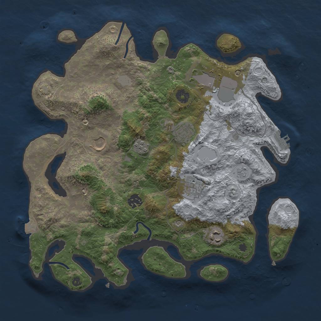 Rust Map: Procedural Map, Size: 3500, Seed: 1708658449, 14 Monuments