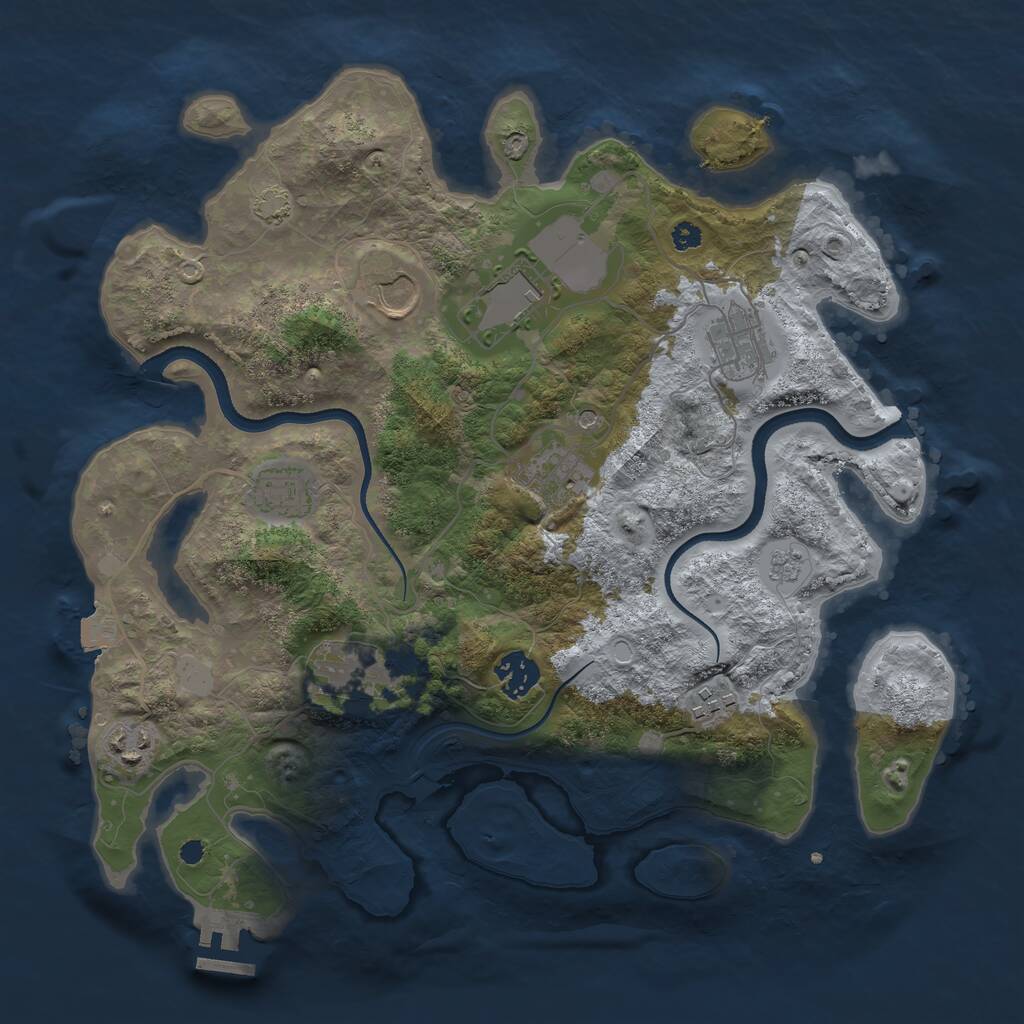Rust Map: Procedural Map, Size: 3500, Seed: 1708658449, 14 Monuments