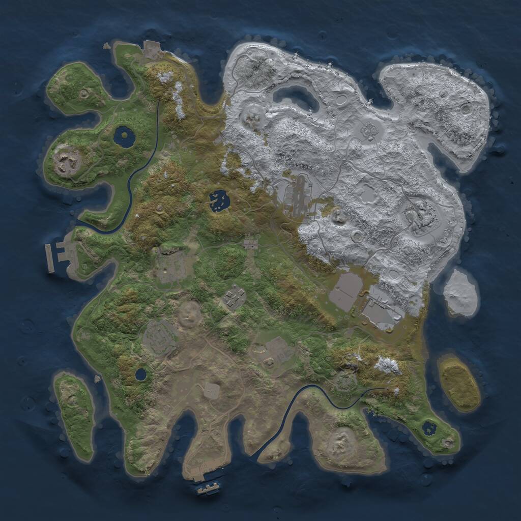 Rust Map: Procedural Map, Size: 3650, Seed: 35416143, 14 Monuments