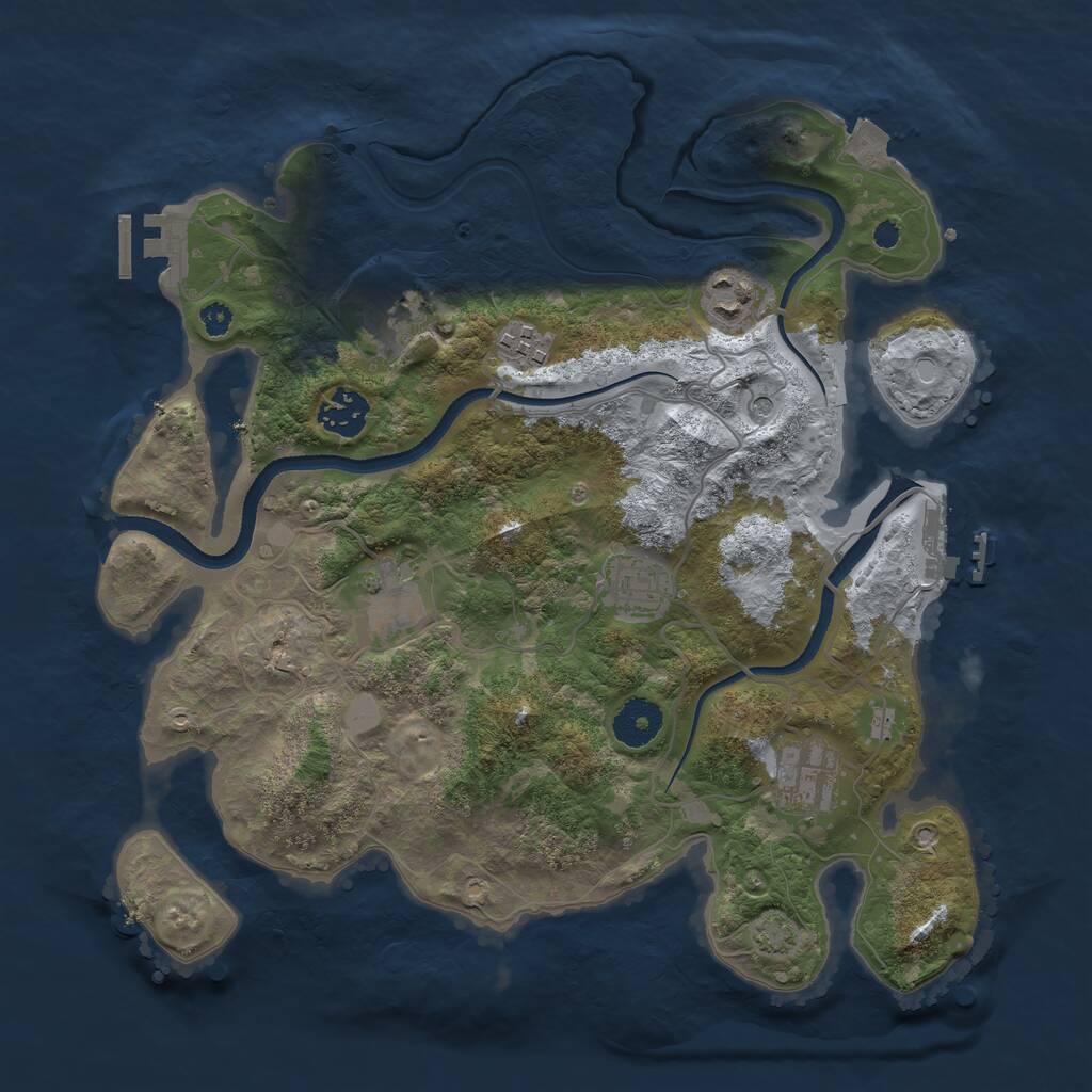 Rust Map: Procedural Map, Size: 3400, Seed: 13906461, 12 Monuments