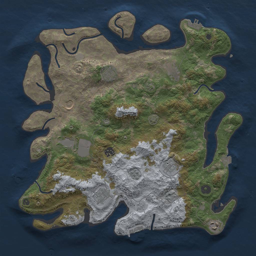 Rust Map: Procedural Map, Size: 3900, Seed: 73487668, 17 Monuments