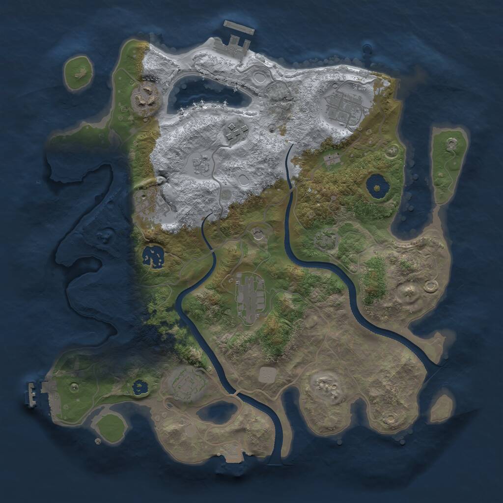 Rust Map: Procedural Map, Size: 3250, Seed: 1396231734, 13 Monuments