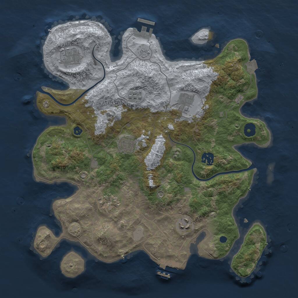 Rust Map: Procedural Map, Size: 3450, Seed: 56790807, 13 Monuments