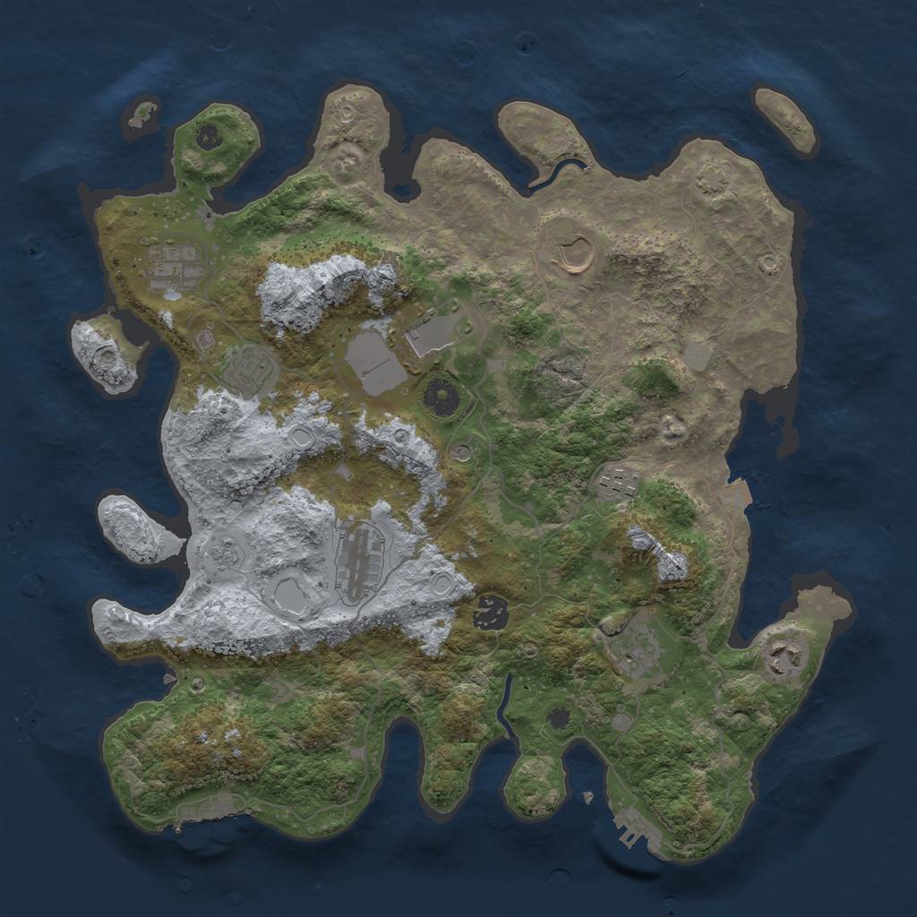 Rust Map: Procedural Map, Size: 3750, Seed: 1046204, 17 Monuments