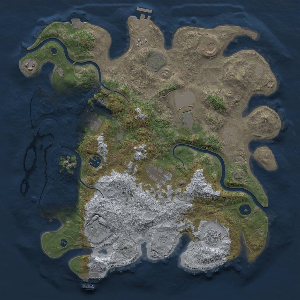 Rust Map: Procedural Map, Size: 3950, Seed: 77368662, 17 Monuments