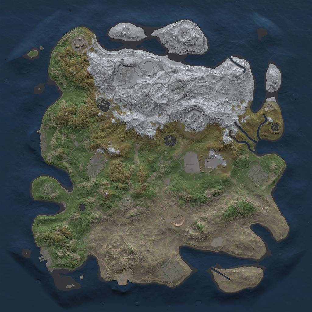 Rust Map: Procedural Map, Size: 3850, Seed: 62644023, 18 Monuments