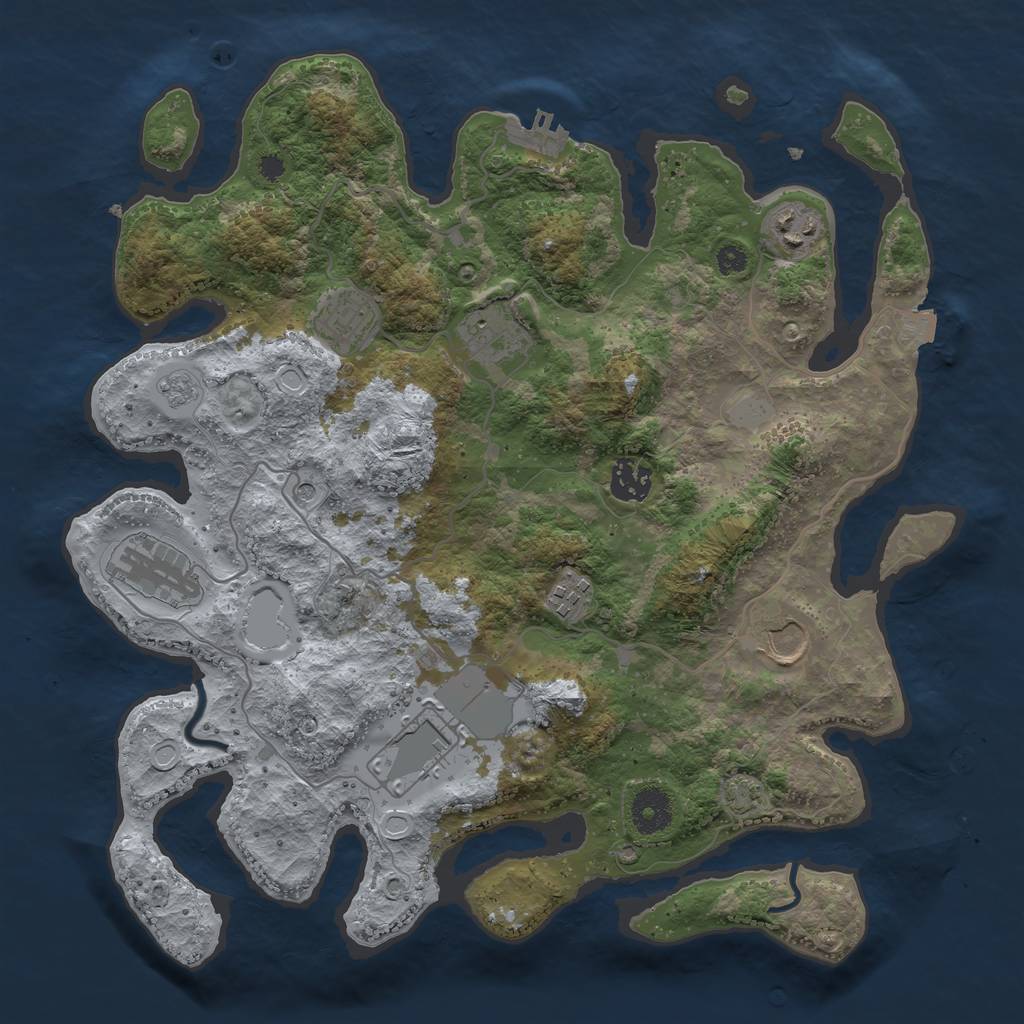 Rust Map: Procedural Map, Size: 3550, Seed: 94597786, 15 Monuments