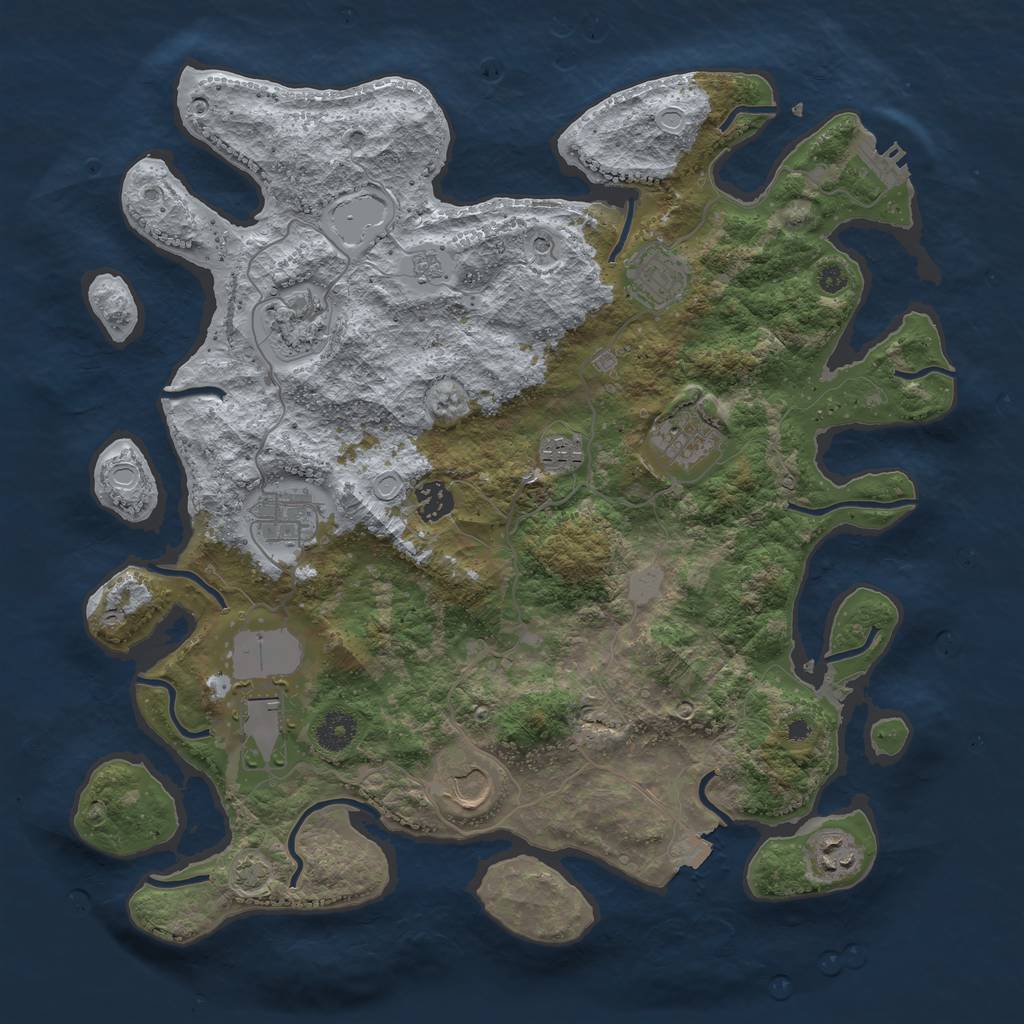 Rust Map: Procedural Map, Size: 3850, Seed: 29270335, 16 Monuments