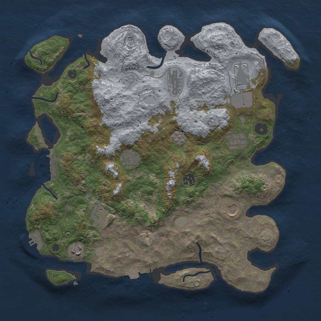 Rust Map: Procedural Map, Size: 3850, Seed: 50057271, 17 Monuments