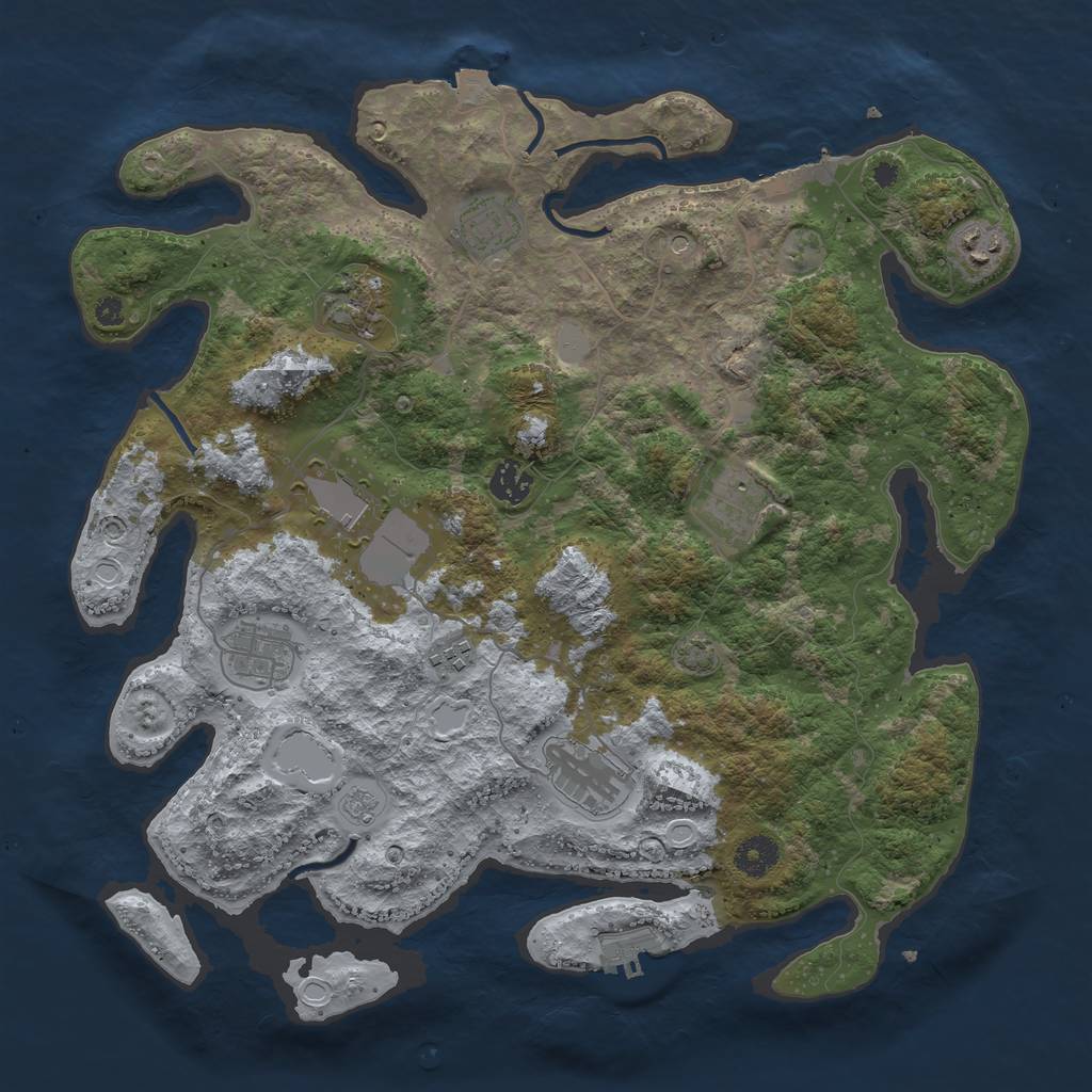 Rust Map: Procedural Map, Size: 3850, Seed: 65904099, 17 Monuments