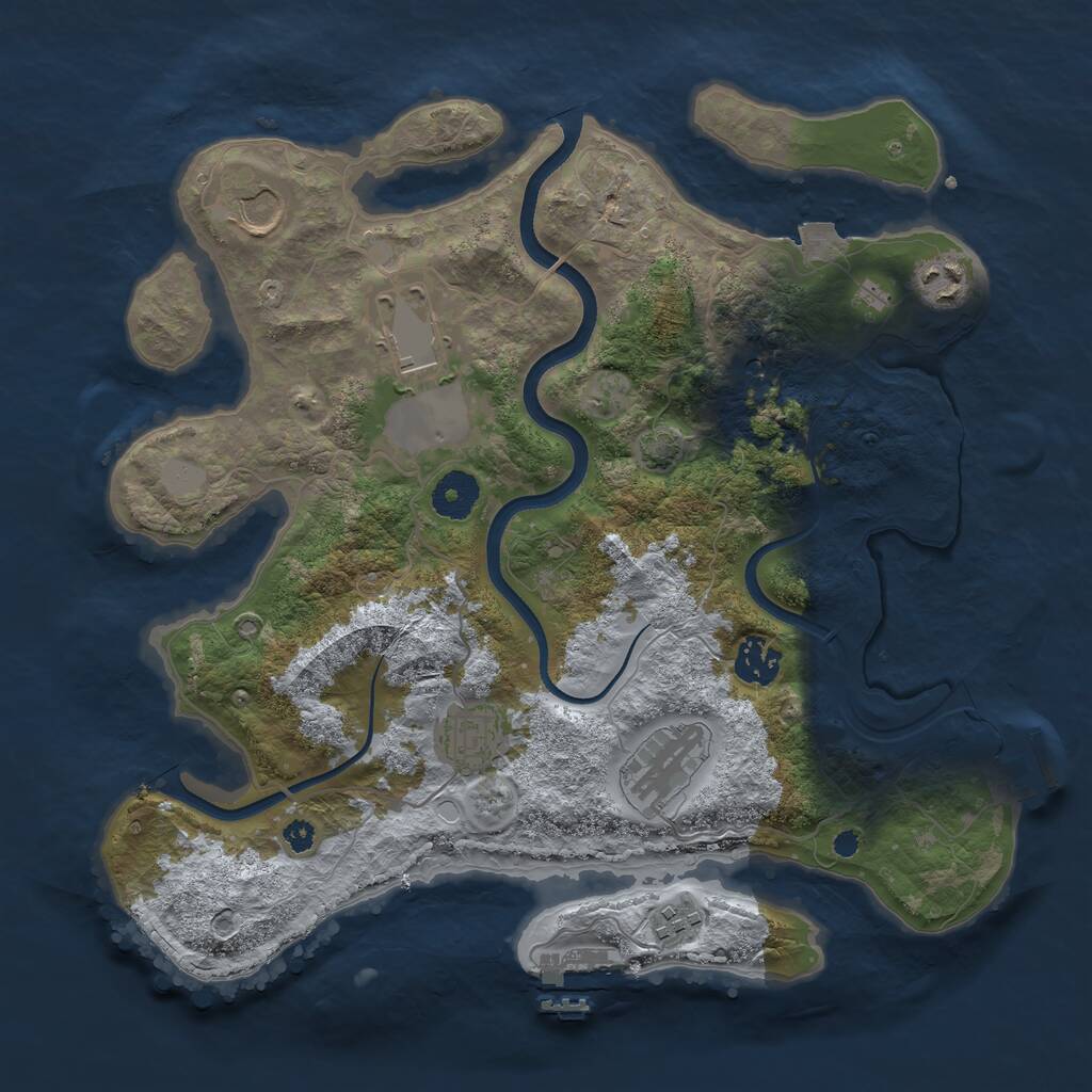 Rust Map: Procedural Map, Size: 3500, Seed: 1270320870, 12 Monuments
