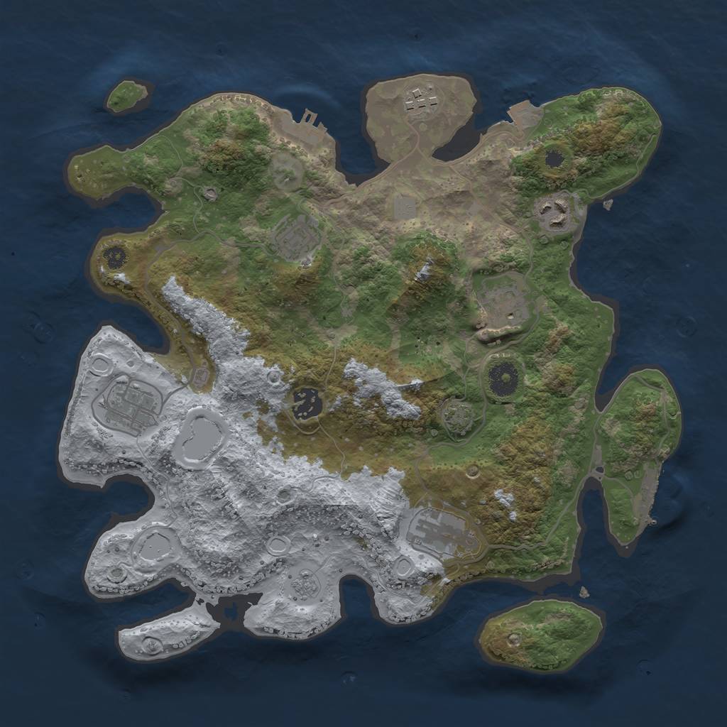 Rust Map: Procedural Map, Size: 3400, Seed: 74384516, 14 Monuments