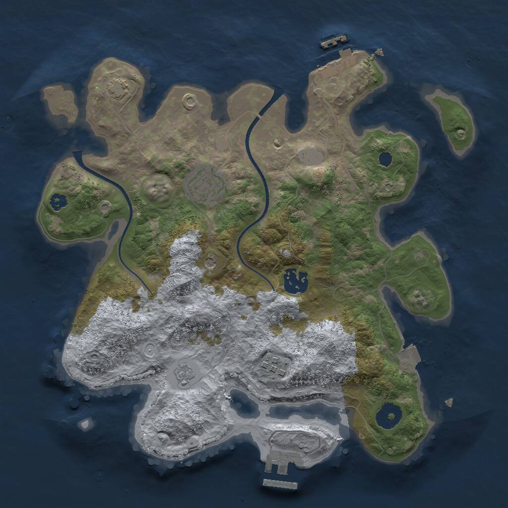 Rust Map: Procedural Map, Size: 3000, Seed: 30738, 9 Monuments