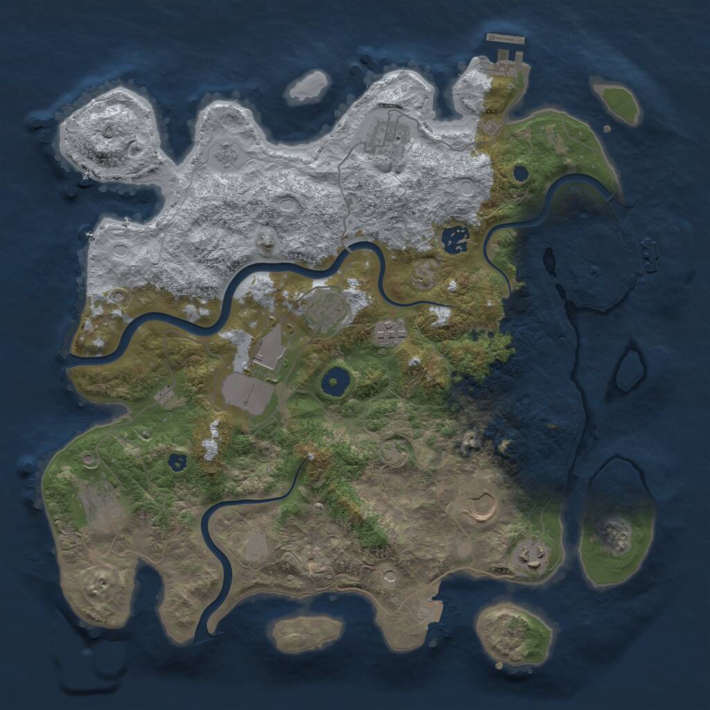 Rust Map: Procedural Map, Size: 3750, Seed: 79836635, 14 Monuments