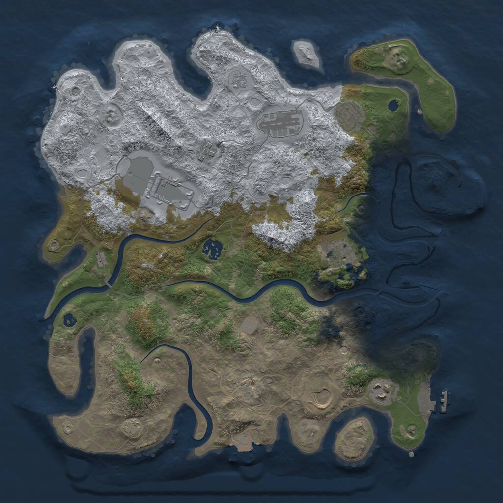 Rust Map: Procedural Map, Size: 3750, Seed: 30307477, 14 Monuments