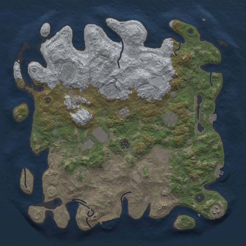 Rust Map: Procedural Map, Size: 4100, Seed: 9288788, 17 Monuments