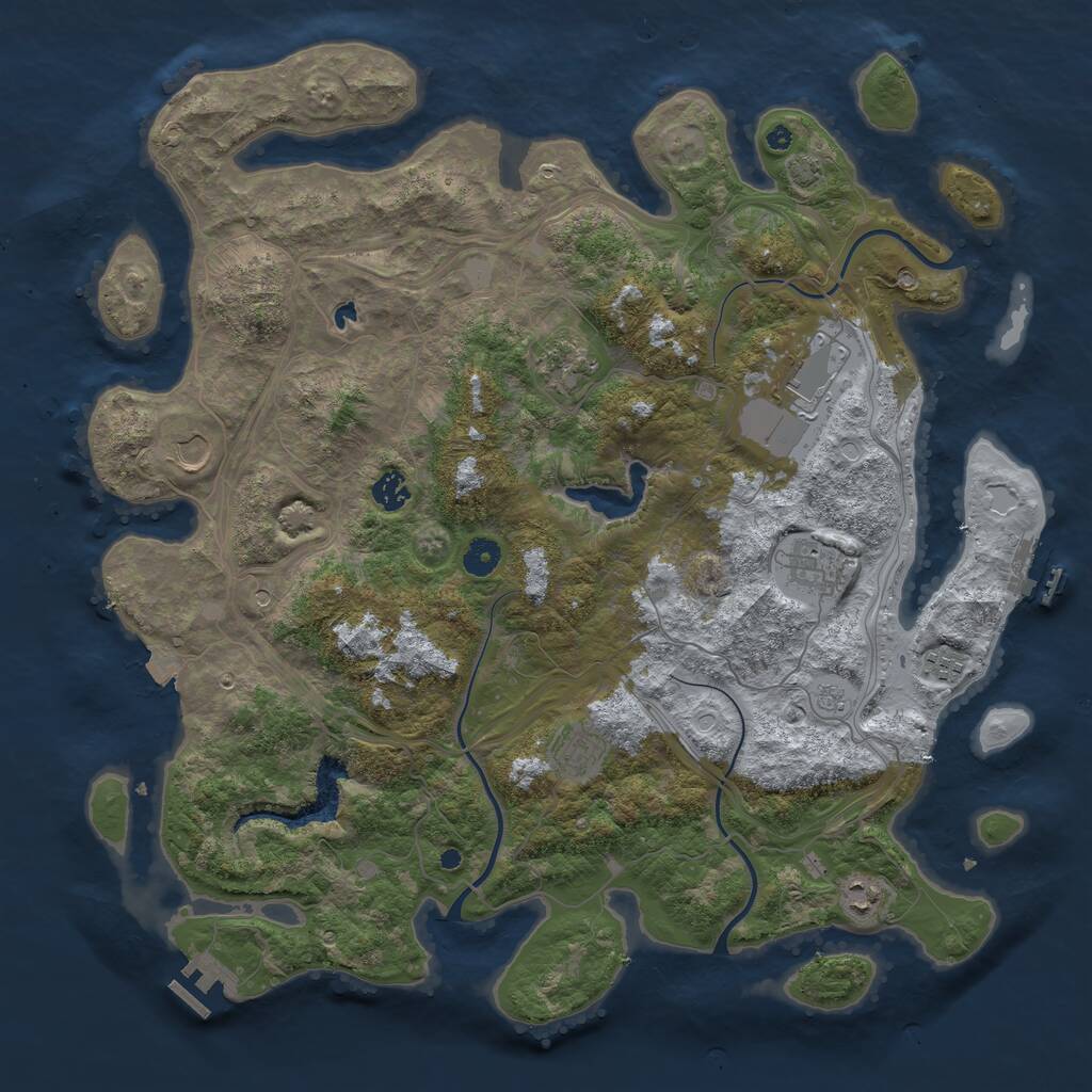Rust Map: Procedural Map, Size: 4400, Seed: 51499391, 14 Monuments