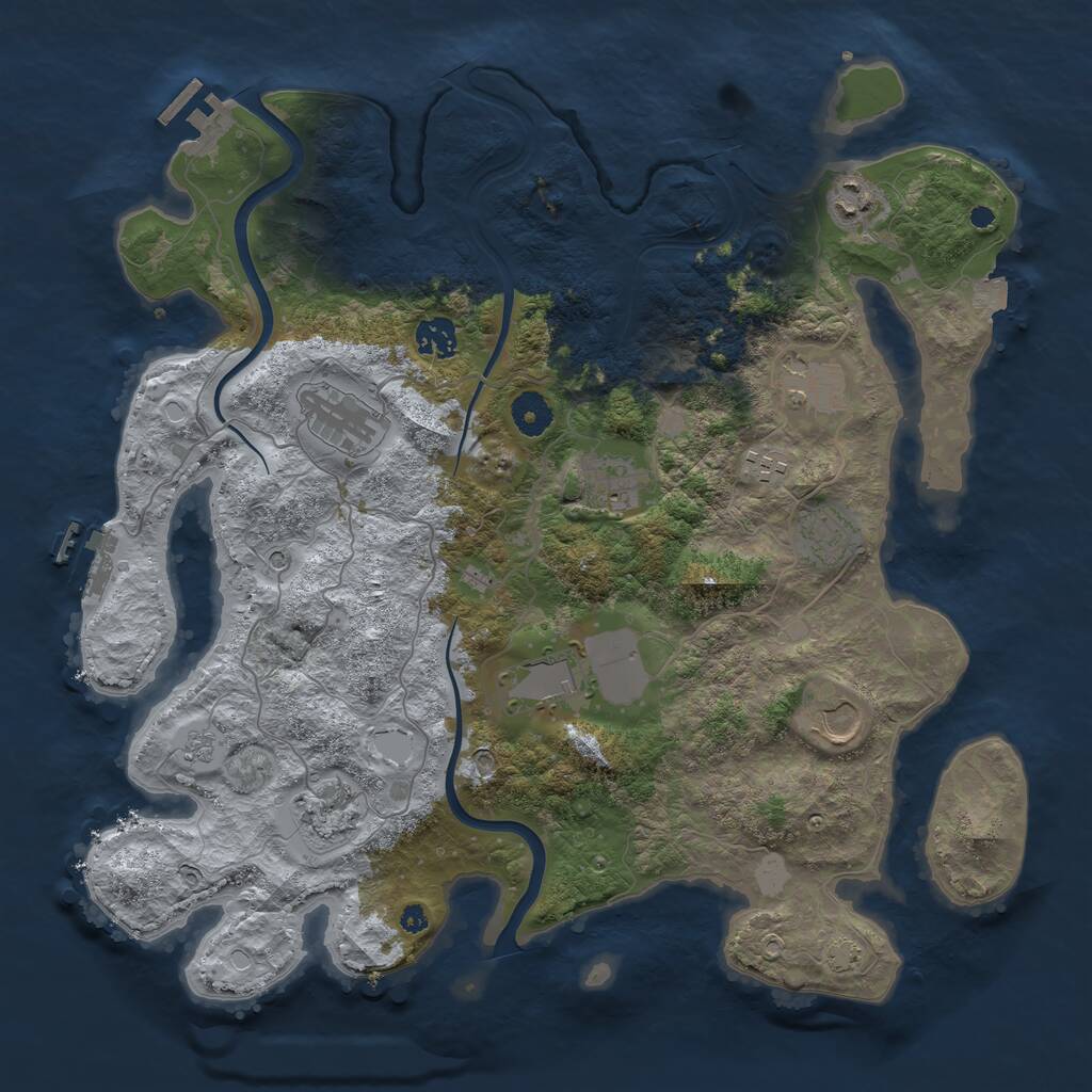 Rust Map: Procedural Map, Size: 3900, Seed: 21471550, 16 Monuments