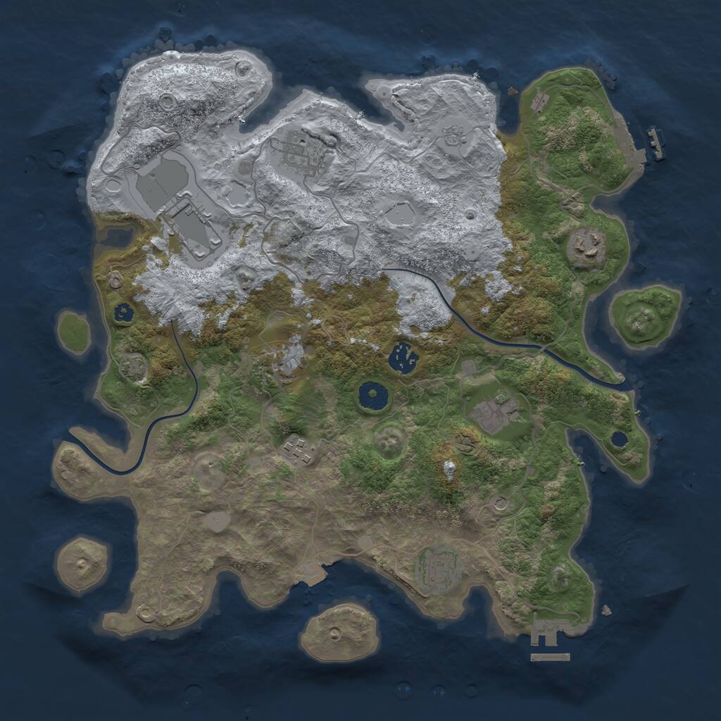 Rust Map: Procedural Map, Size: 3700, Seed: 84094248, 14 Monuments