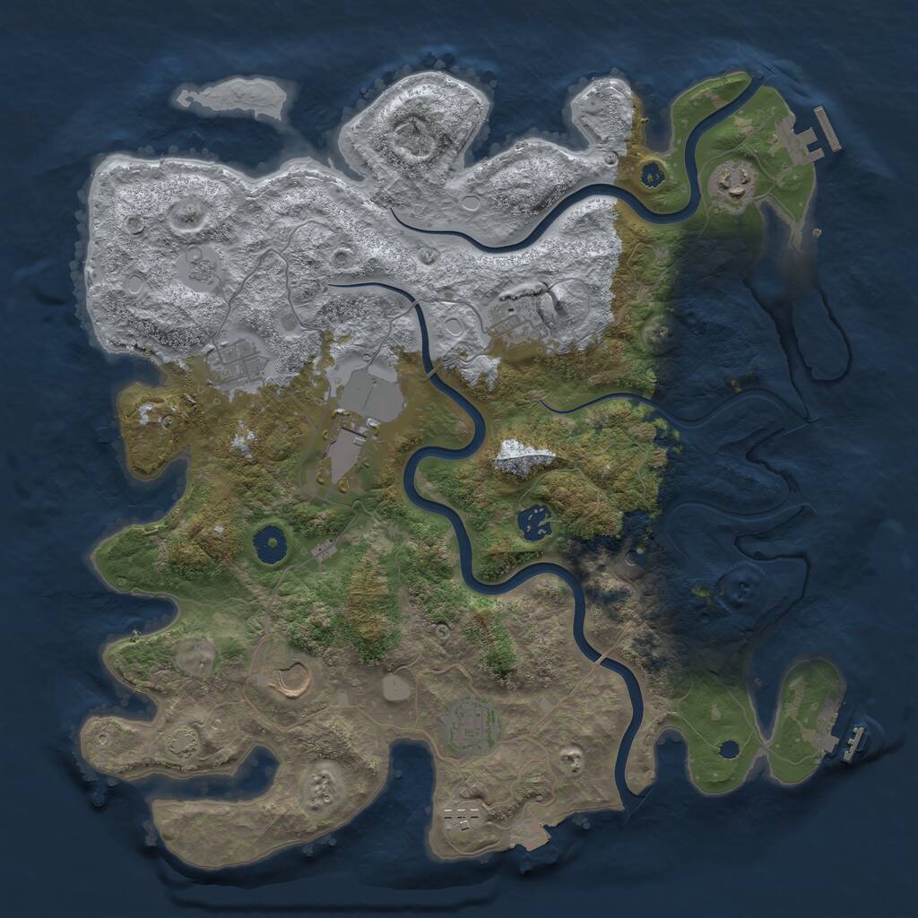 Rust Map: Procedural Map, Size: 3900, Seed: 29876322, 14 Monuments